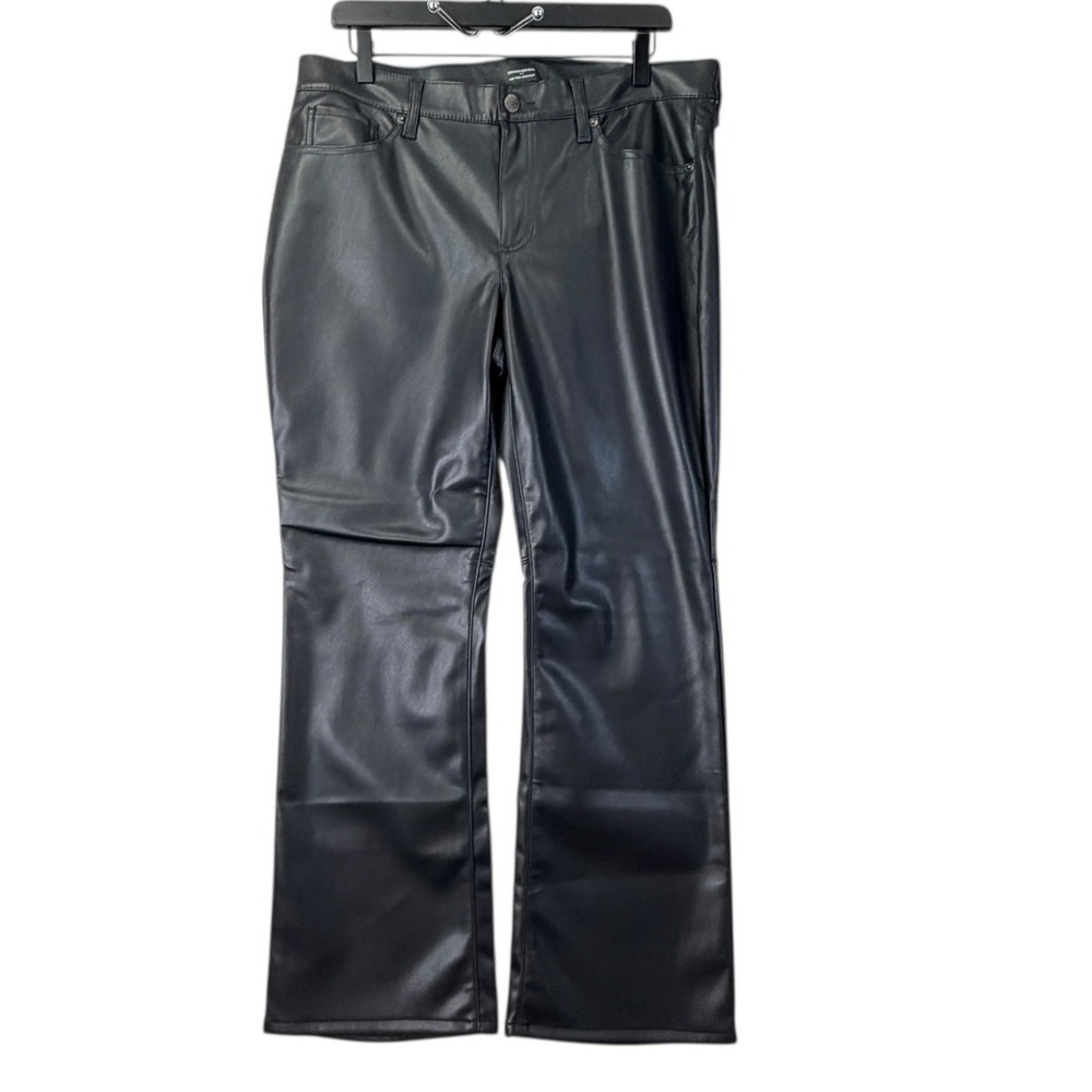 Banana Republic Vegan Leather Pants Petite Mid Rise Bootcut Black Size 32/14